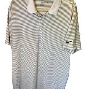 Nike DRI-FIT light gray and White Polo Shirt Classic Stripes XL